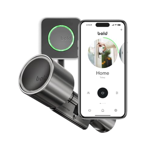 Bold Elite Smart Lock SX33 Cylindre avec Bold Connect, Argent, Serrure de porte intelligente sans clé, Bluetooth et WiFi, installation facile, contrôle par application
