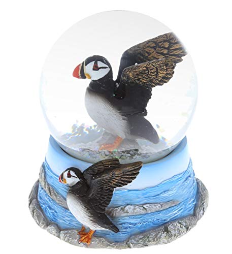 CoTa Global Animal Glitter Snow Globe Glass Collectibles, Cool Land & Ocean Decor Wildlife Figurines Snow Globes Centerpiece, Nautical Water Globes for Home Decor & Shelf Decorations 65mm - Puffin