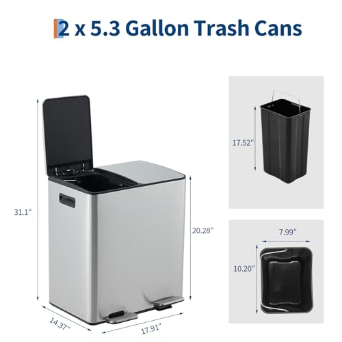Bote de basura doble compartimento 40L acero inoxidable miniatura 2