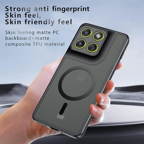 Image of QUIETIP Magnetic Case for Motorola Edge 70 with Screen Protector,[Compatible with MagSafe] Translucent Matte Drop Protection Cover,Black