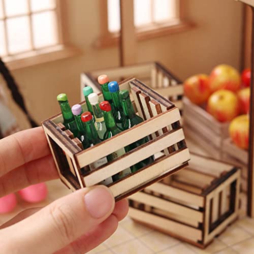Toddmomy 3Pcs Dollhouse Crate Miniature Wooden Milk Crate Dollhouse Fruit Basket Miniature Storage Box For Dollhouse Fairy Garden Accessories Micro Landscape Decor #TOP3