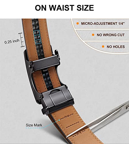 BULLIANT Ceinture Hommes, Ceinture Slide À Cliquet Pour Hommes, Cuir Véritable, Garniture Adaptée - Noir - 130cm/36 -44 taille réglable - Image 5