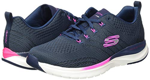 Skechers Ultra Groove Pure Tênis Feminino, 36, Azul Escuro/ Rosa Choque