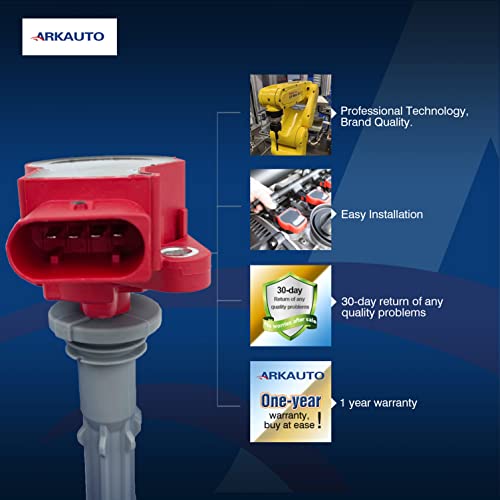 6Pcs Arkauto High Performance Red Top Ignition Coils Ark-Ig535 Uf535 A2729060060 A0001502780 For Mercedes Benz C Cl Clk Cls E G Gl Glk Ml R S Sl Slk Calss 2.5 3.0 3.5 M272 W204 W211 W212 W221 #TOP6