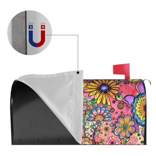 Gbuzozie Hippie Art Spring Flowers Mailbox Cover Magnetic Waterproof Mail Wraps Post Letter Box Covers for Outdoor Garden Use 21x18 in by Gbuzozie - Image 5