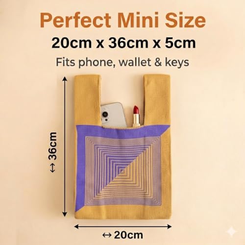 Image of Knot Bag, Mini Knit Tote Bag, Extra Thickened Japanese Knot Bag, Wristlet Handbag - 1 /2 /6 Pack