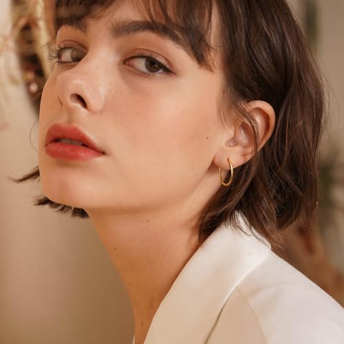 Milacolato 2Pcs Gold kleine Creolen Damen Männer Hypoallergene 316L Chirurgenstahl Knorpel Tragus Helix Daith Sleeper Scharnier Creolen Huggie Ohrringe 16G Nasenring Lippenring Piercing Schmuck