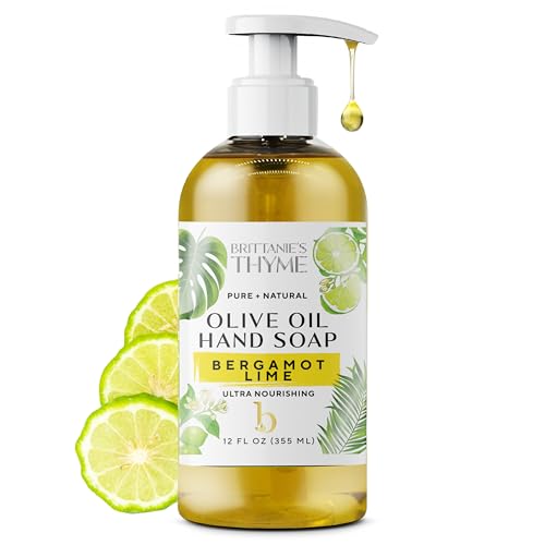 Brittanie’s Pure Castile Liquid Soap Refill, Bergamot Lime, 12 Ounce | Dish Soap, Hair & Body, Home, Gentle and Pure, Made with Natural Luxurious Oils, Vegan & Gluten Free Non-GMO