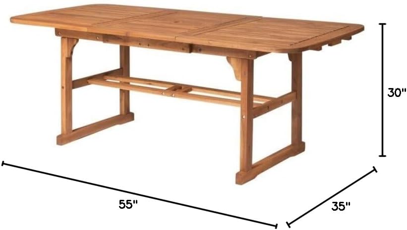 Outdoor Dining Table, Porch of Solid Acacia Wood, 30'' H X 35'' W X 55'' L. (Gray Wash)