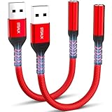 USB to 3.5mm Jack Audio Adapter (2-Pack), External Sound Card Converter，STSAUX USB-A to 3.5mm TRRS 4-Pole Mic Female with PC Windows, Laptop, Mac, Desktops, Linux, Plug and Play No Drivers Needed