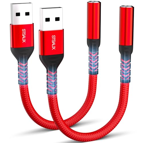 STSAUX USB - 3.5mmオーディオアダプター (2個パック) - USB-Aから3.5mm TRRS 4極メス外部ステレオサウンドカード ヘッドフォン、Mac、PS4用