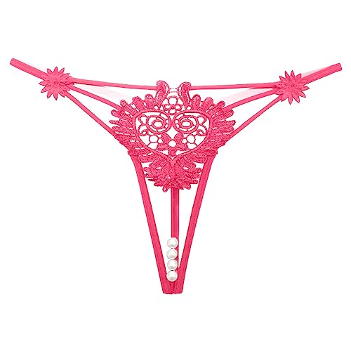 Genérico Bragas Sexy Mujer Lenceria,Tanga Masaje con Perlas Corte Abierto para Mujer