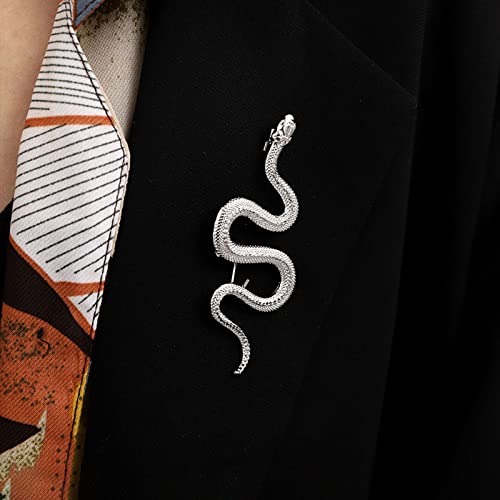 Image of Punk Men Snake Gold Brooch for Women Brooch Lapel Pin,Snake Chain Brooch Pin Coat Jewelry Accessories Brooch Shawl Pin for Women Girls Collar Brooch