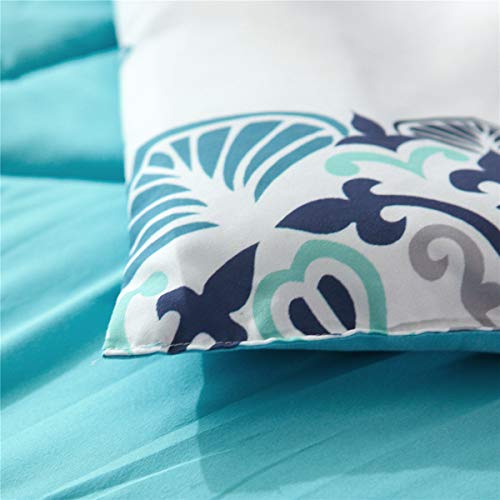 Ntbed Bohemian Comforter Set Queen (90''X90'') Boho Chic Medallion Printed Quilt Teal Aqua Blue Mandala Microfiber Bedding Sets For All Season #TOP6