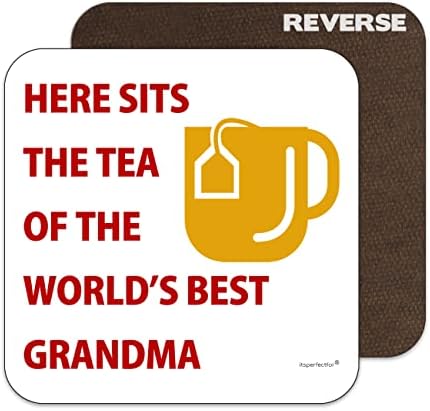 Drinks Coaster Mat. Here Sits The Tea of The World's Best Grandma.
