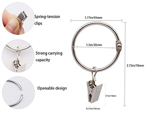 Kclongvs 001 40 Pack Openable Curtain Rings With Clips Metal Hangers Ring thumb #1