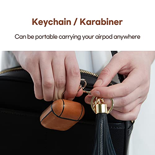 Fromb Airpods Pro Leather Case,Fromb Genuine Case With Keychain For Apple Pro,Protective Cover Skin (Brown & Dark Brown) (Brown),2.56 X 1.93 0.98 Inch / 6.5 4.9 2.5 Cm #TOP4