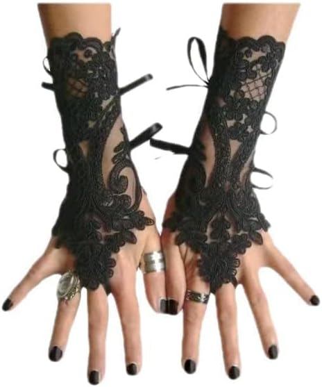 Specell Short Lace Fingerless Gloves Women Fingerless Lace Glove Bridal Wedding Tea Party Prom Gloves Costume Accessories - Image 9