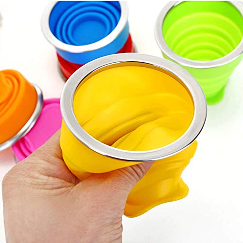 Kit Com 6 Copo De Silicone Com Alça Dobrável Retrátil Portátil 200ml