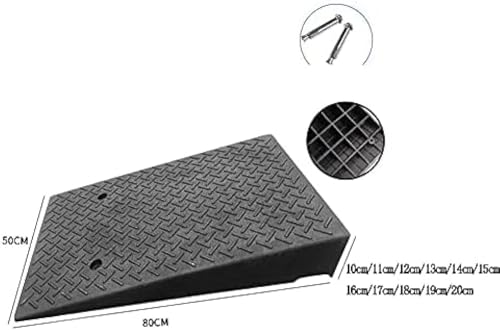 Rampes de trottoir en caoutchouc robuste pour mobilité réduite Rampes de seuil portables pour scooter, skateboard et moto, solutions d'entrée noir, 50 x 80 x 14 cm