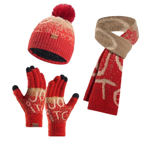 Coffret bonnet écharpe gant femme rouge : le cadeau idéal et chaleureux de fin d'année