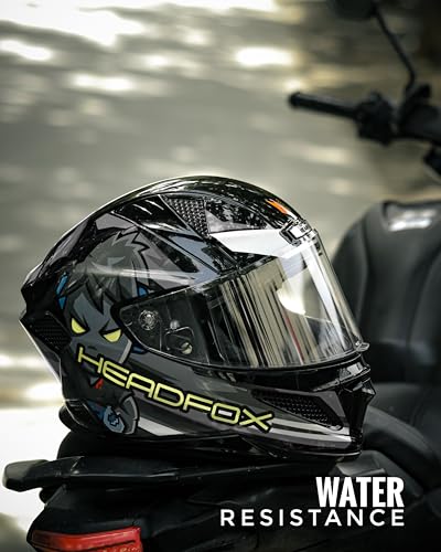 Image of HEADFOX N2F Shady Full Face Bluetooth Helmet for Bike | Waterproof Smart Helmet for Men & Women | ISI Certified | Built-in Bluetooth & LED Lights | Matte & Gloss Finish