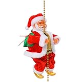 Père noël dansant électrique de noël - père noël grimpant à piles avec musique ornement de festival de noël décor de noël poupée de père noël parfaite pour la maison, la vitrine, le café et d'autres endroits en hiver.