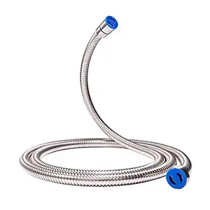 MLD Flow of Water Silver Stainless Steel 1.5 Meter Flexible Shower Tube (Chrome Finish)