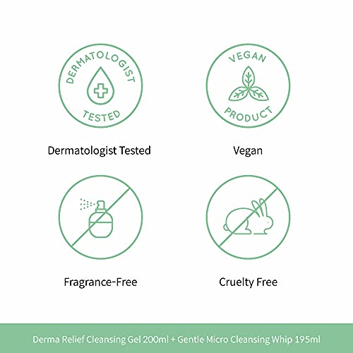 Foretderm Low Ph Derma Relief Cleansing Gel + Gentle Micro Cleansing Whip Cleanser Duo Set, For Sensitive Dry Skin, France Eve Vegan, Fragrances-Free, Hypoallergenic #TOP5