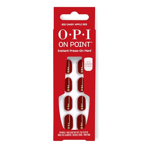 OPI On Point Press On Nails | Short Round Classic, Squoval & Accent Nail Art Press On Nails | 24 Count With Nail Glue | Instant Press-On Mani | Long Lasting, Reusable, Non-damaging