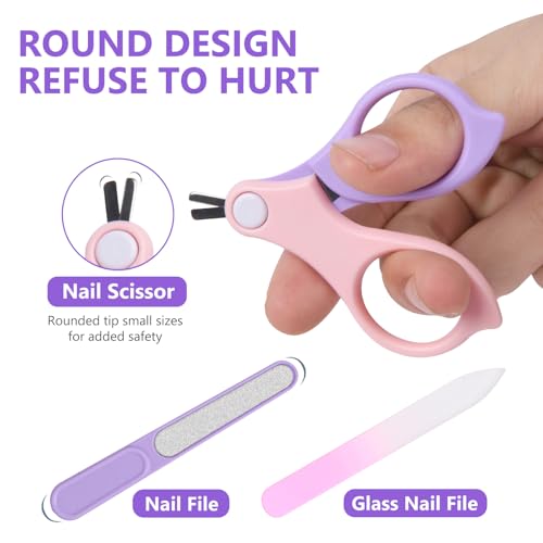 Vicloon Baby Nail Kit, 6Pcs Baby Nail Clippers, Baby Nail Care Tool, Baby Nail Care Set Manicure Set Include Nails Clipper, Rounded Scissor, Earpick, Nail File and Tweezer for Newborn, Infant Toddler - Image 5