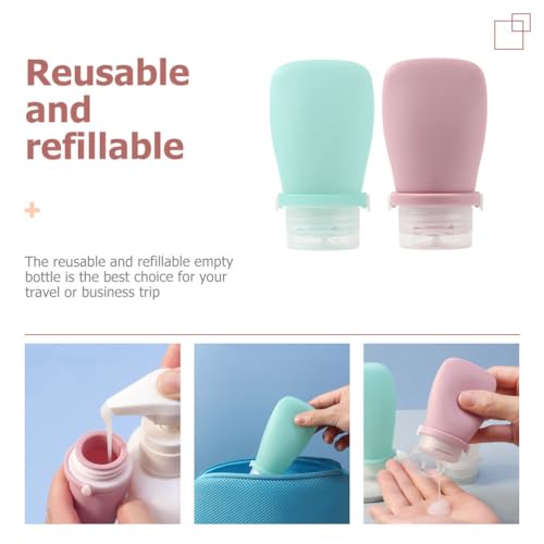 SHERCHPRY Lot De 2 Flacons De Voyage En Silicone Bouteille De Lotion Rechargeable Et Réutilisable Conteneur De Voyage Pour Shampooing Savon À Main Crème Visage 3.54 X 1.93 X 1.38in – vue 3