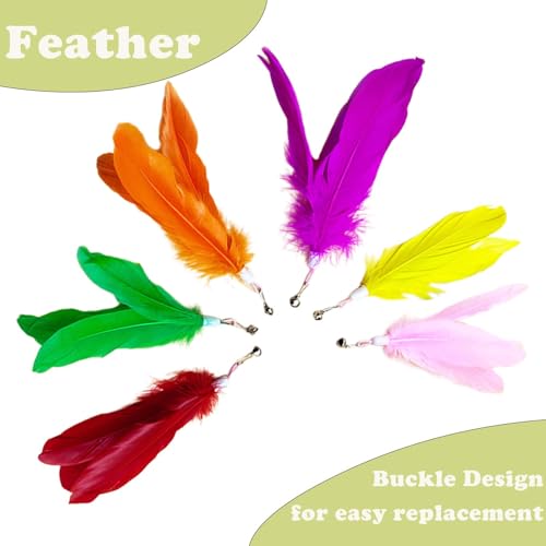 Image of 6PCS Cat Toys, 6-Color Cat Feather Toppers with Bells Replaceable Flying Bird Toy Attachments for Kittens & Persian Cats Safe Cat Toys Accessories (No Wand Included)
