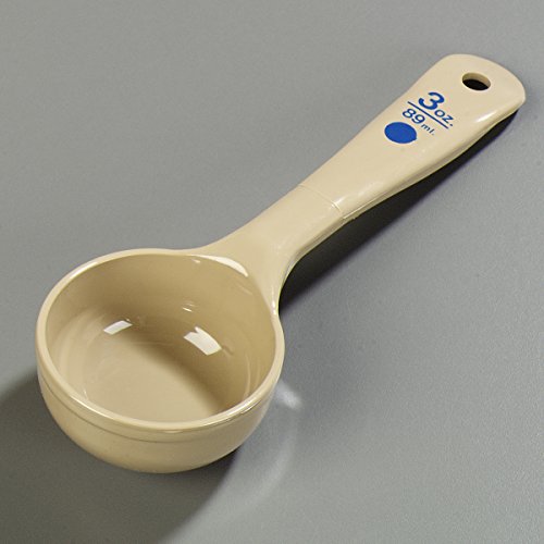 Image of Carlisle FoodService Products Measure Miser Plastic Measuring Spoon with Short Handle, 3 Ounces, Beige