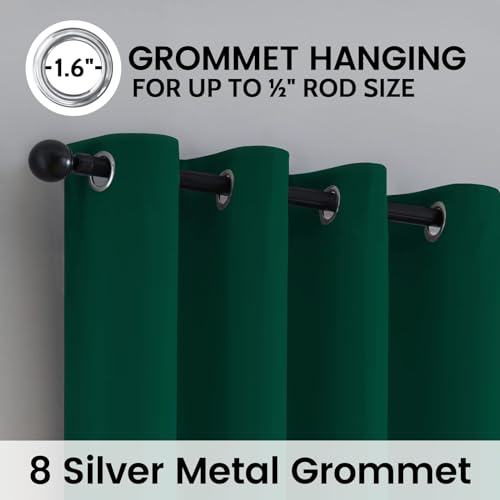 Image of SimpleHome Dark Green 100% Blackout Curtains Room Darkening Living Room 90