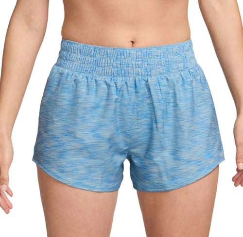 Nike Women's One Dri-FIT Mid-Rise 3" Brief-Lined Shorts, Denim Turquoise, Denim Turquoise, L