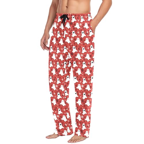 Mens Cotton Pajama Pants Sleep Lounge Pj Bottoms Sleepwear with Pockets Drawstring S Ghost4