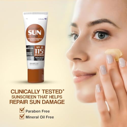 Image of Venussia Sun Tint Sunscreen Gel, SPF 115 PA++++, IBR TCLC 15%, Full Spectrum Protection, Matte Finish, Zero White Cast, All Skin Types, 50g
