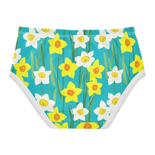 Flower Toddler Underwear Floral 2t Cotton Cute Panties Girl Yellow Daffodil Flowers Green Teal Underpants Briefs2