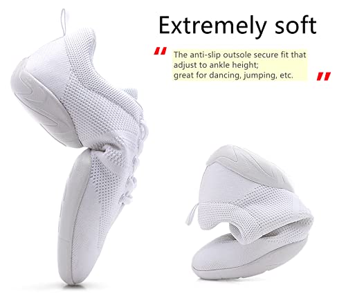 BAXINIER Girls White Mesh Cheerleading Dance Shoes Athletic Training Tennis Breathable Youth Performance Cheer Sneakers3