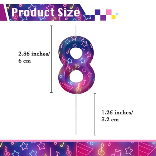 Image of Purple Number 8 Birthday Candles, Cartoon Themed Cupcake Toppers for Boys Girls Cake Decorations, Cake Toppers, Birthday Decorations Party Supplies, Number Candles for Party Decor
