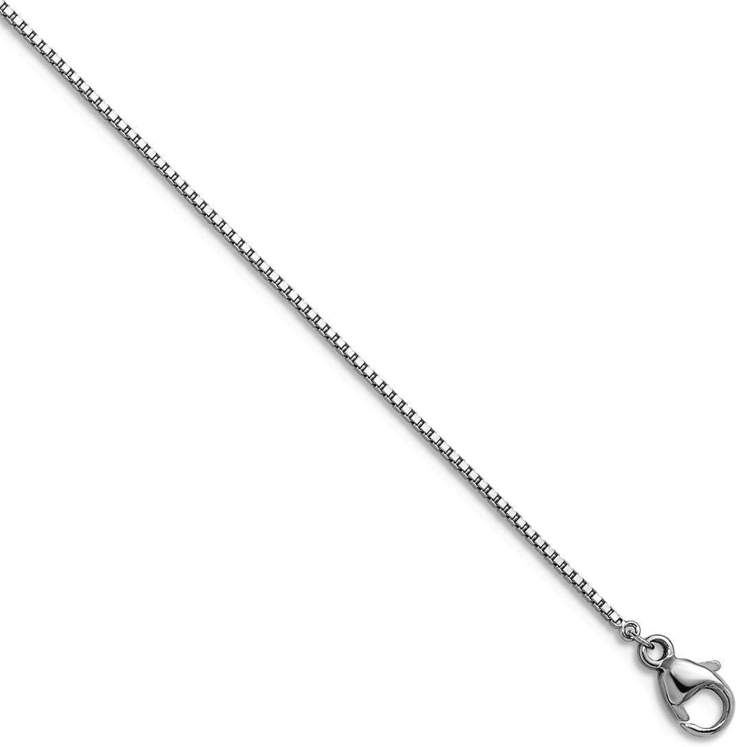 JewelryWeb Platinum Polished 0.9mm Solid Box Chain Necklace 16 Inch Chain Necklace for Women and Men
