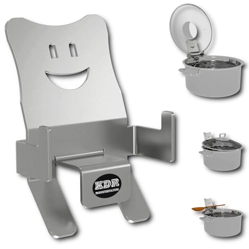 KDR Produktgestaltung Pot Lid Holder Practical and Space-Saving Kitchen Aid Lid Holder Pot Pan Boil Over Protection Lid Lifter Holder and Shelf for Lid Cooking Spoon Cooking Accessories Kitchen