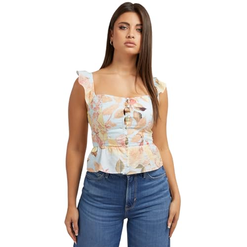 Top Carine Peplum GUESS sans manches chemise femme chic et légère