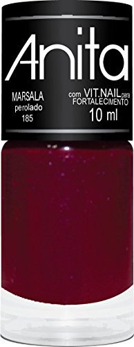 Esmalte Marsala Perolado Anita - Alta Pigmentação e Longa Duração, Cor Vinho Elegante, 185
