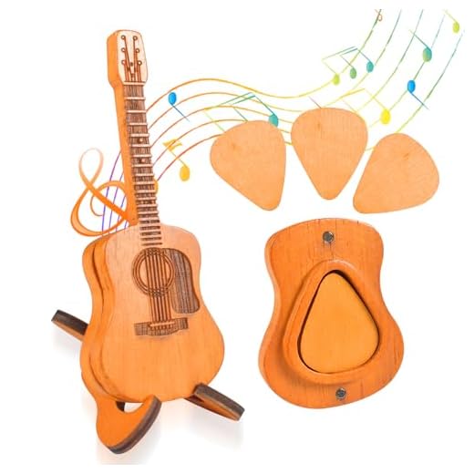 Paquete de 3 Púas Personalizadas con Estuche y Soporte, Púas de Guitarra Acústica para Bajo Eléctrico y Guitarra, Accesorios de Instrumentos de Madera Maciza
