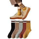 [Yazon] 靴下 レディース 秋冬 カラフルソックス 綿通気 おしゃれ 女性用くつした クルー丈 ルーズソックス 長め スポーツ 室内 保温 冬用靴下 防寒 婦人ソックス 中厚手 四季くつ下 22-25cm（ギフト）