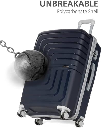 Image of Pro 8 Wheels Set of 2 (Cabin + Medium) Trolley Bags, Hard Case Polypropylene, 360º Wheeling Luggage for Men & Women, Suitcase for Travel, Trolley Bags for Travel (Dark Blue)