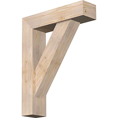 Ekena Millwork BKT0806X30X38TRA05SDF Traditional Block Smooth Bracket w/Offset Brace, Douglas Fir