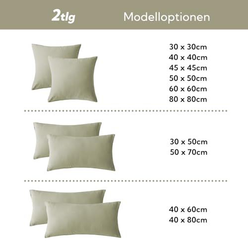 SOULFUL Doppelte Musselin Kissenbezug 50x70 Baumwolle 2 Teilig, Mistsage – Ansicht 6